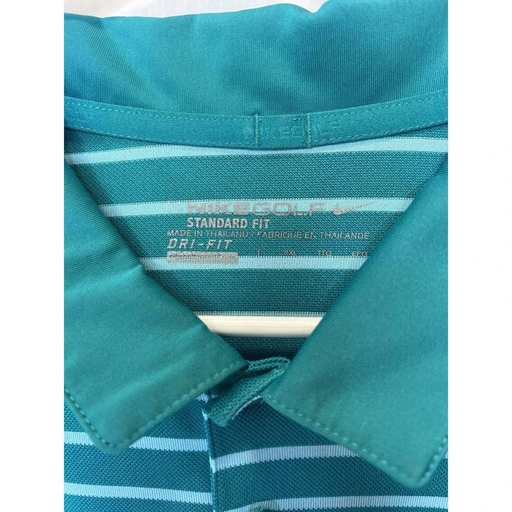 Nike Golf Standard Fit Dri Fit XXL Green Stripe Polo Sea Island Golf Club Resort
